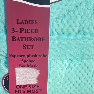 Ladies 3-Piece Bathrobe Set - Turquoise